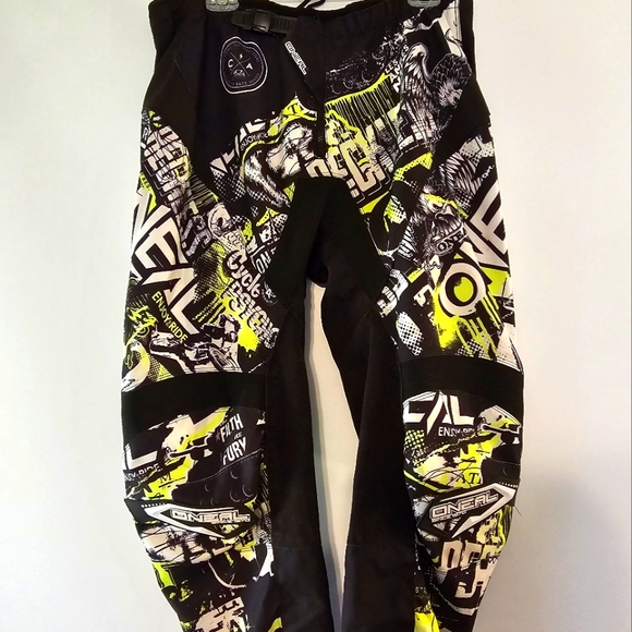 O'NEILL ELEM PANTS MEN'S ENJOY THE RIDE RACING PANTS BLACK/YELLOW WHITE SIZE 38